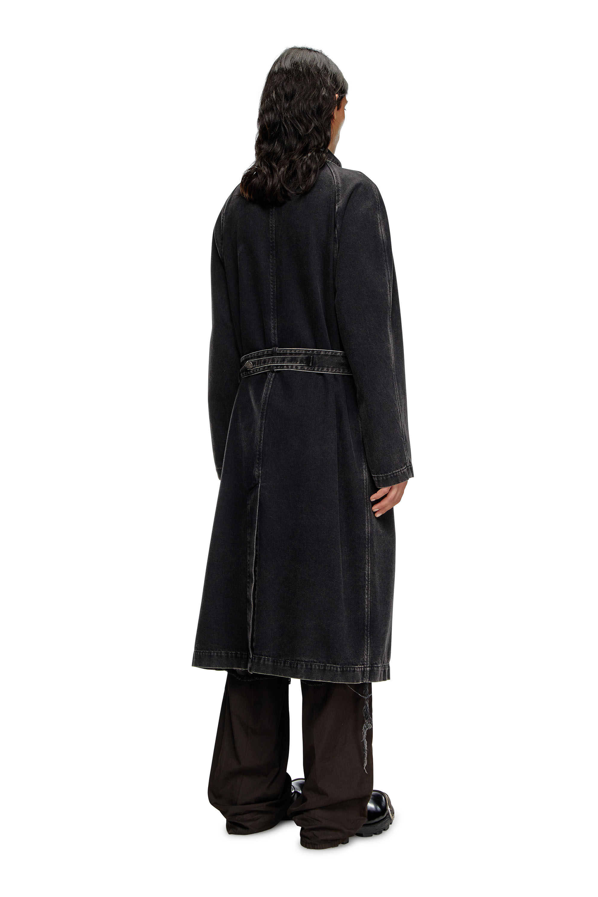 Diesel - D-DELIRIOUS-D, Man's Trench coat in clean-wash denim in Black - 4